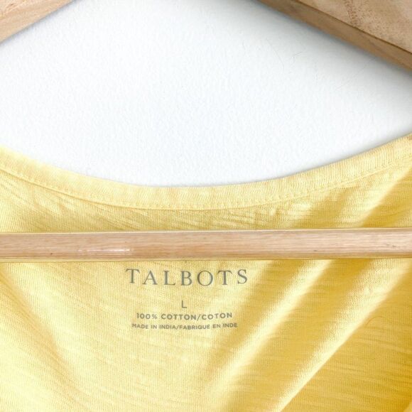Talbots Short Sleeve Yellow T-Shirt White Embroidery Women's L Short Sleeved Top - Picture 4 of 7